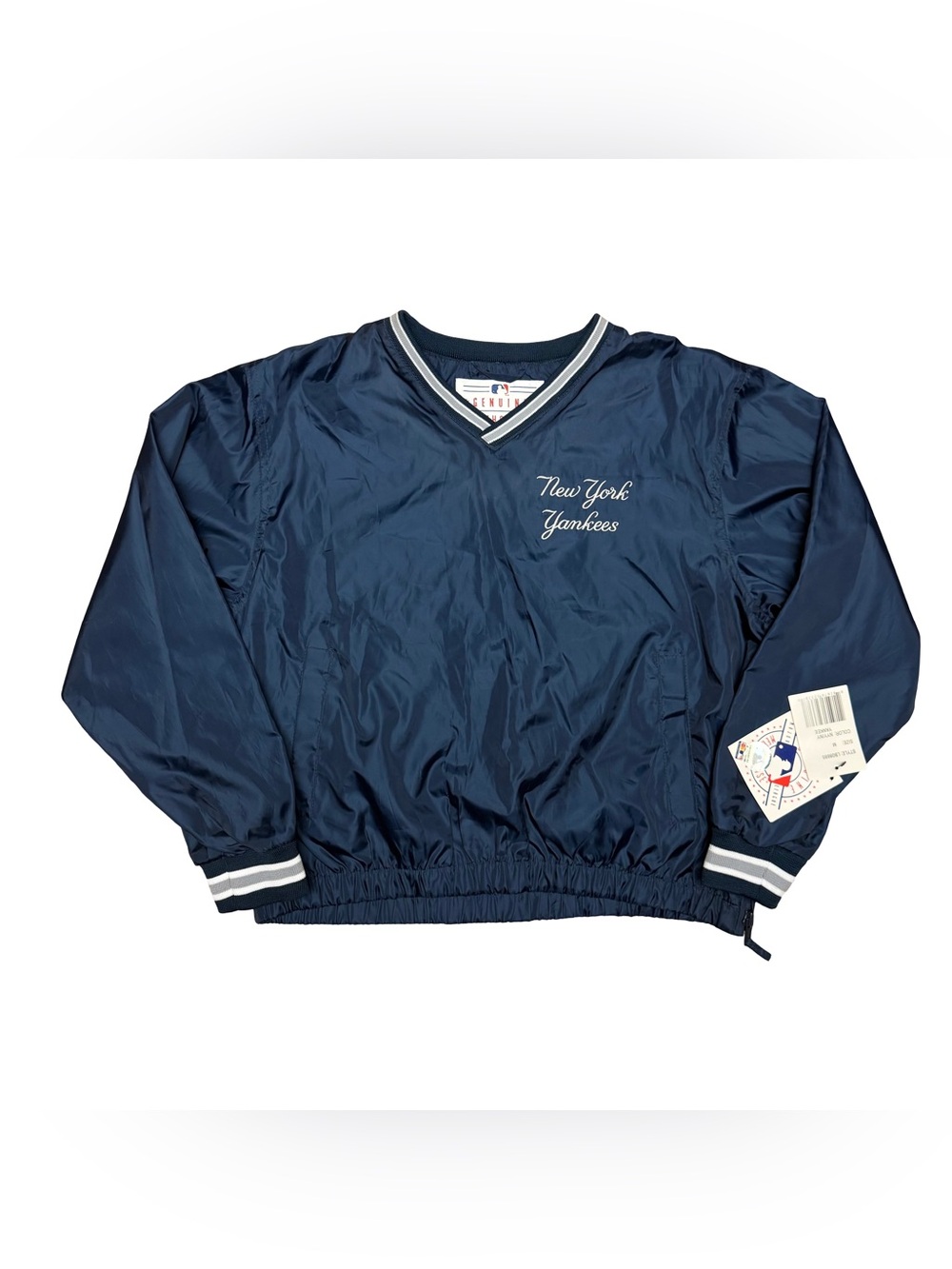 Vintage 90s New York Yankees MLB Pullover Windbreaker Jacket Navy Youth M 12/14